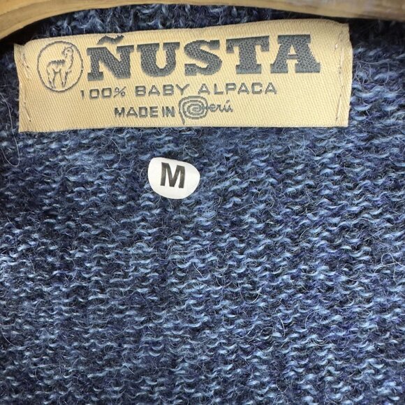 Nusta 100% Baby Alpaca Texture Sweater Adults M Blue Soft Warm Full Zip - Picture 6 of 10